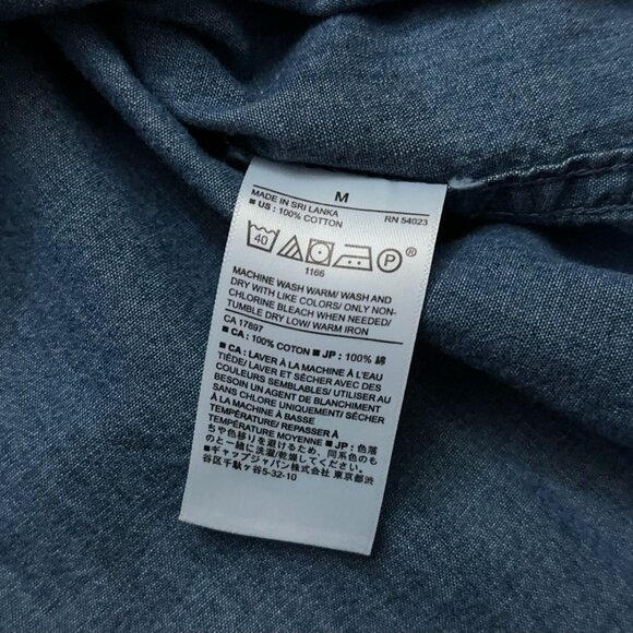 Banana Republic Shirt Mens Size M Long Sleeve Chambray Slim Fit Pocket Blue - Picture 5 of 5